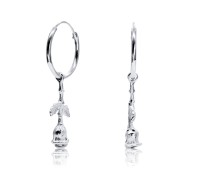 A Rose Silver Hoop Earring HO-1678